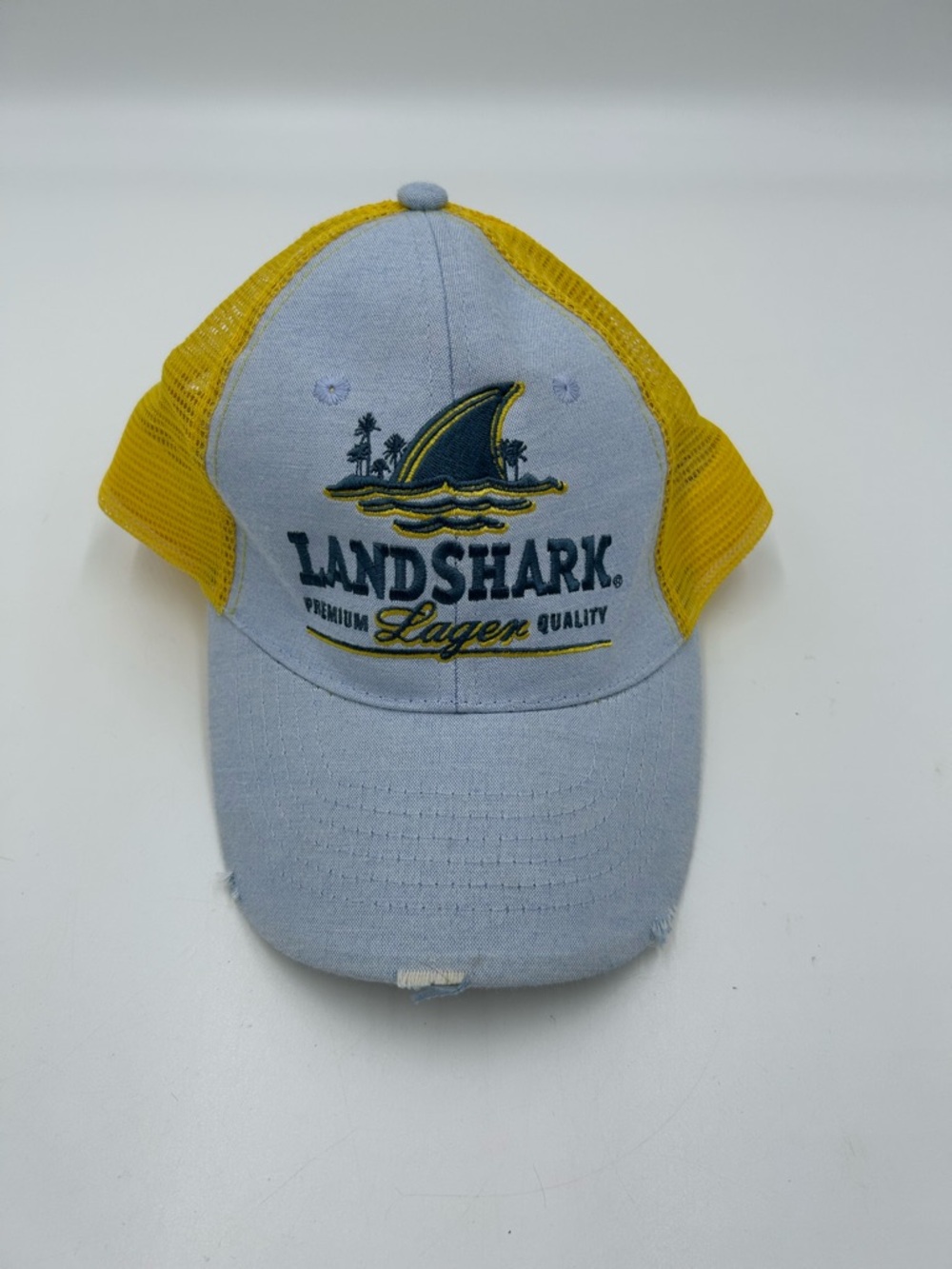 LandShark Lager Logo Mesh Trucker Hat - Yellow & Light Blue